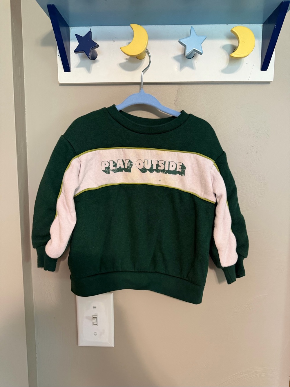okie dokie Forest Green and Cream "Play Outside" Kids Sweatshirt